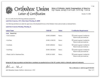 Orthodox-Union-Certificate